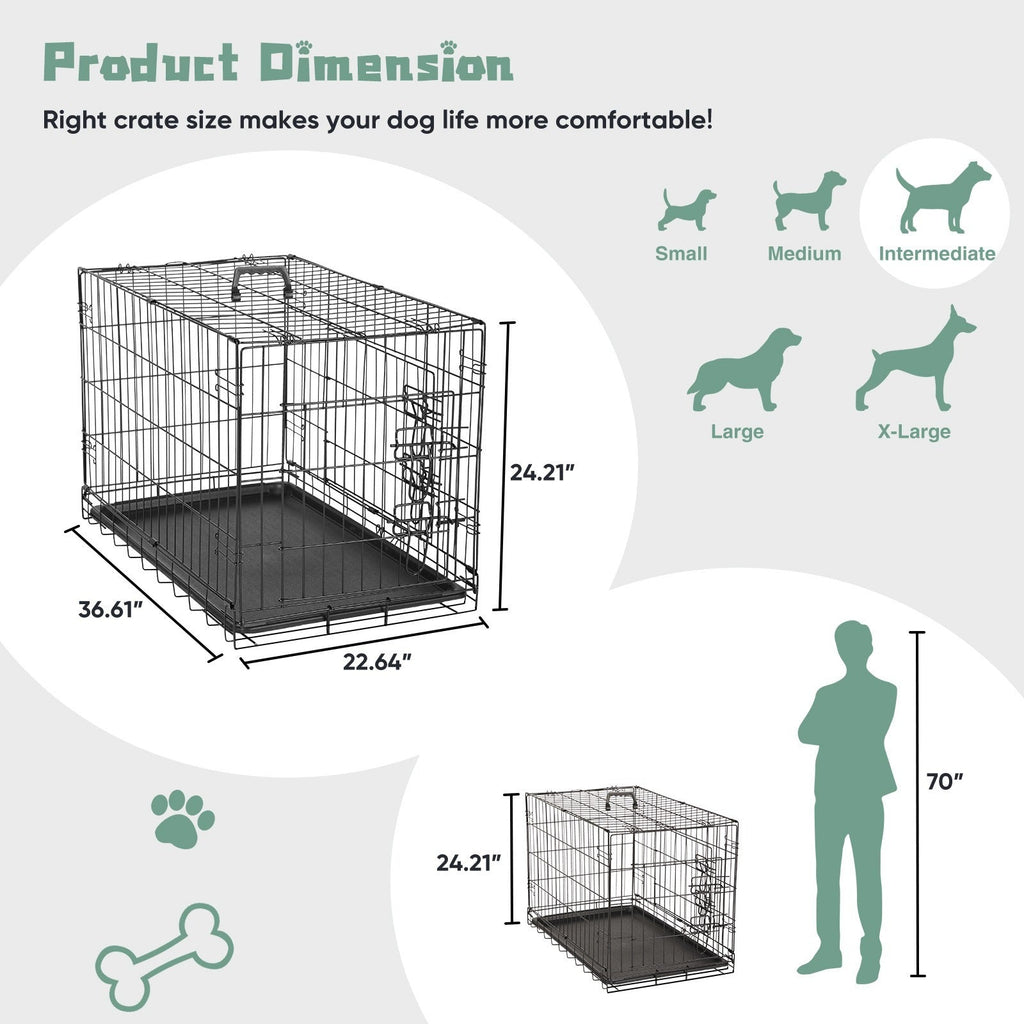 Folding Wire Dog Crate in 24, 30 or 36 Inches with Divider, Removable Tray and Door Options — image 11