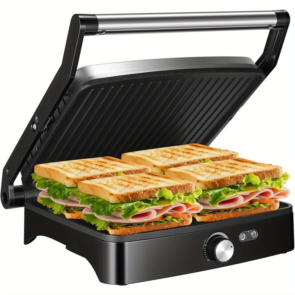 Panini Press Grill Indoor Sandwich Maker 4 Slice, Non-Stick 1200W Electric Grill with Temperature Control — image 1