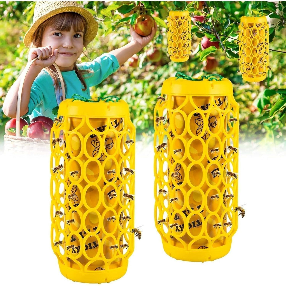Wasp Trap Outdoor Hanging Reusable Yellow Jacket Trap Carpenter Bee Hornet Catcher with Sticky Bait for Garden Patio Outside 