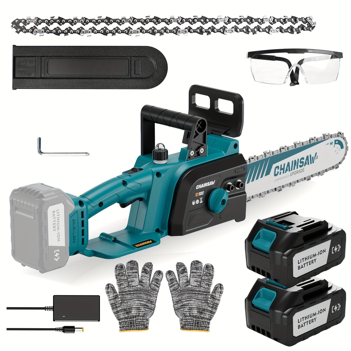 Cordless Brushless Chainsaw with 6- or 12-Inch Bar, One- or Two-Battery Kits in Purple, Green, Teal or Yellow — image 6