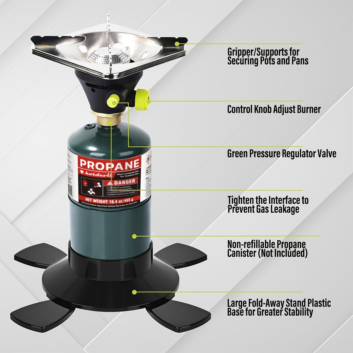 Backpacking Stove Bottletop Propane, Hotdevil HD-5005 Camping Stove with Instant Ignition, Propane & MAPP Gas Compatible — im