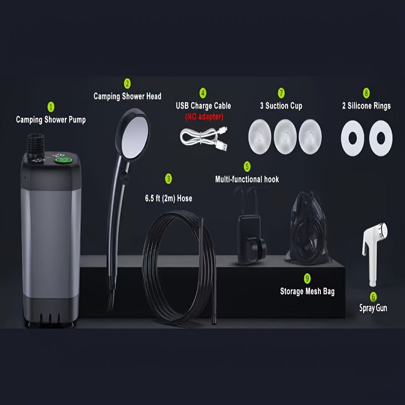 Portable Camping Shower 6000mAh IPX7 120-Min Runtime for Camping, Travel and Outdoor Use, with the Listed Configuration — ima