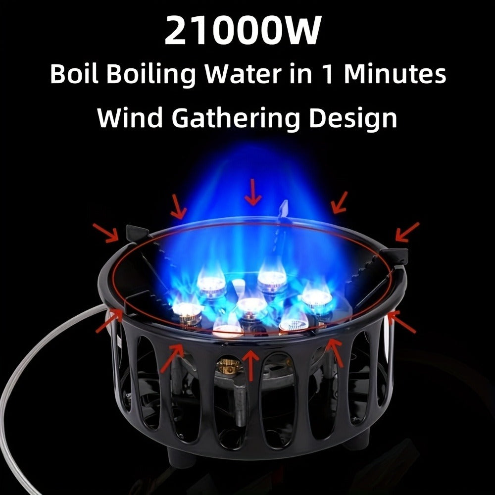 Windproof Camp Stove 21000W Collapsible, Seven Star Camping Gas Stove with Piezo Igniter & Fuel Canister Adapter — image 3