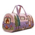 Camper Motif Quilted Travel Tote Bag with Zippered Top, Lavender Handles and 16 x 8 x 8-Inch Checkout Size — image 1