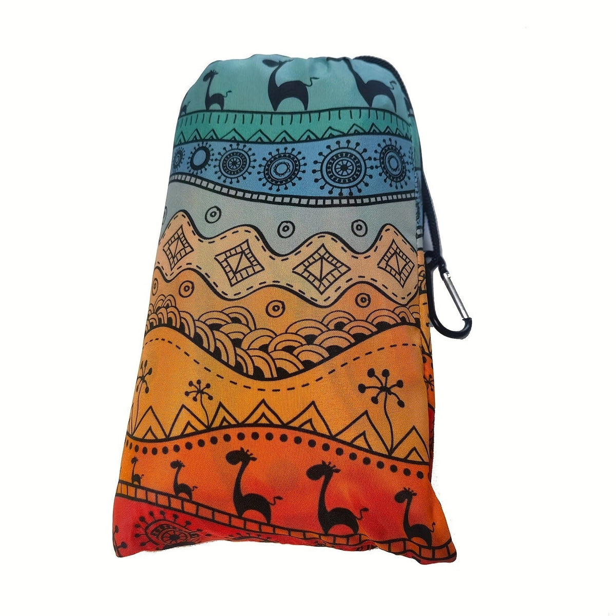 205 x 198cm Picnic Blanket with Orange, Aqua and Black Bohemian Animal Print and Matching Zip Carry Bag — image 3