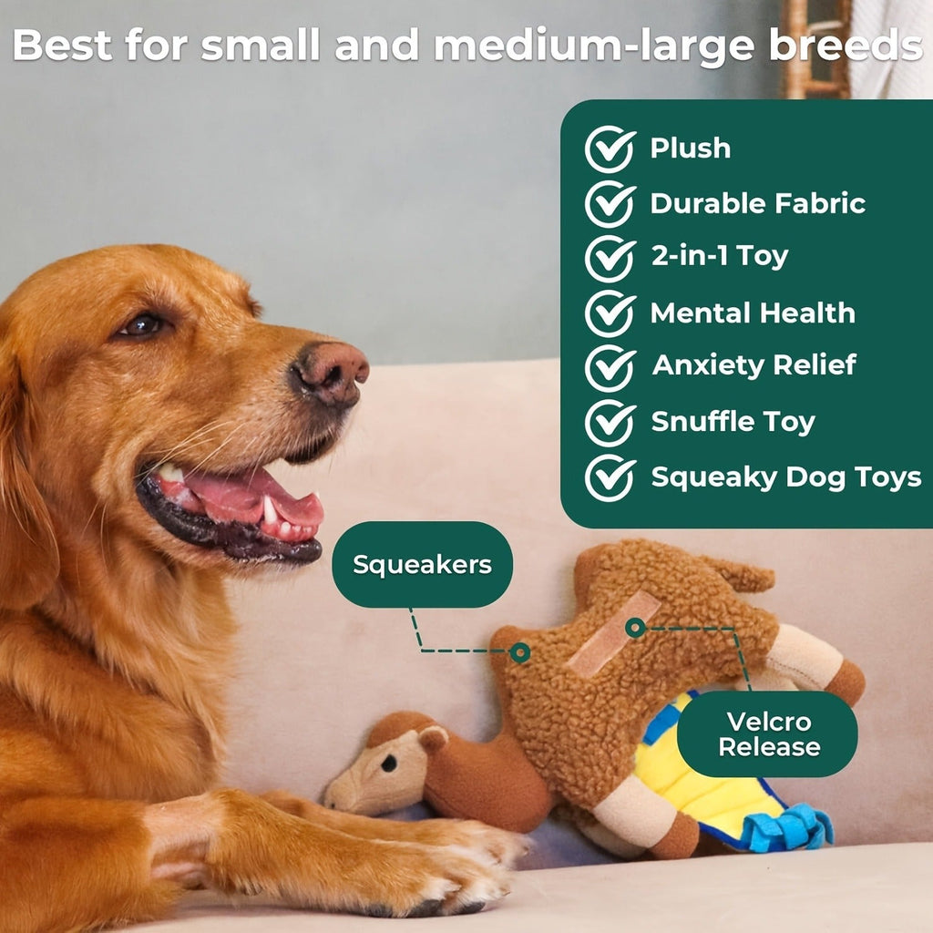 Dog Toy Camel Plush with Built-In Squeaker and Washable Soft Construction for Chew, Cuddle and Interactive Play — image 7
