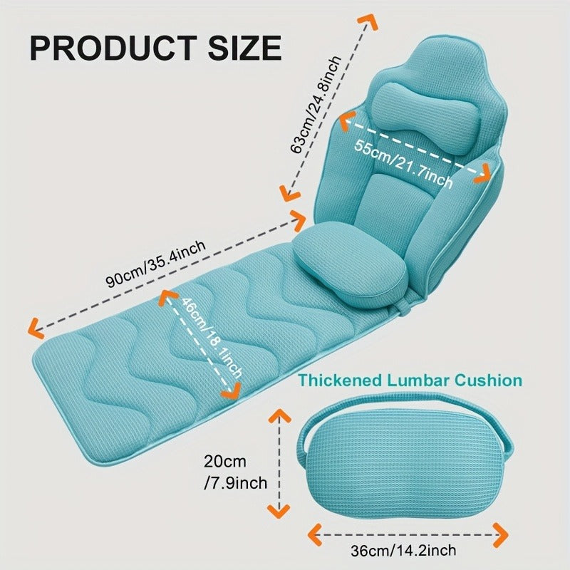 Full-Body Bathtub Cushion in 60 × 21.7-Inch Size with Aqua Mesh, Raised Headrest and Lumbar Pad — image 3