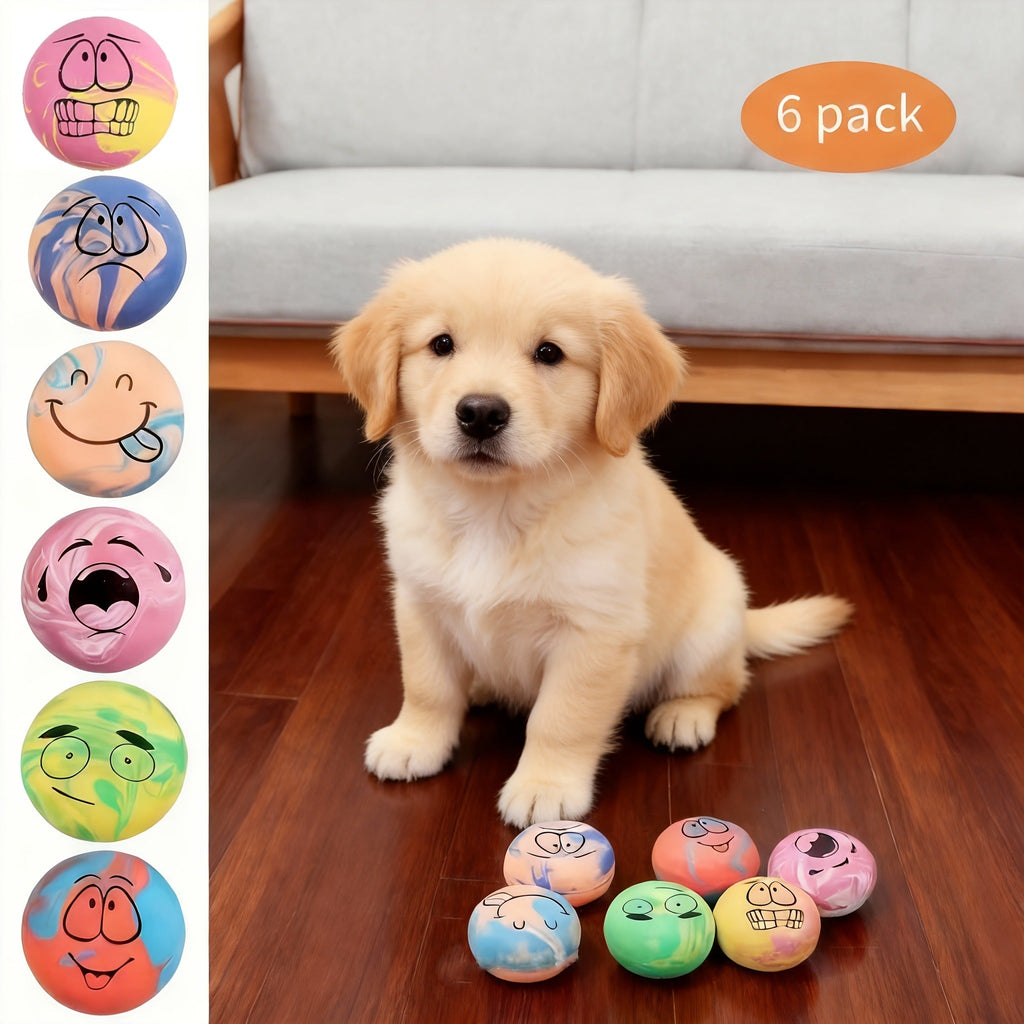 Six-Pack Squeaky Latex Dog Ball Set with Assorted Cartoon Faces and 2.2-Inch Pictured Diameter — image 5