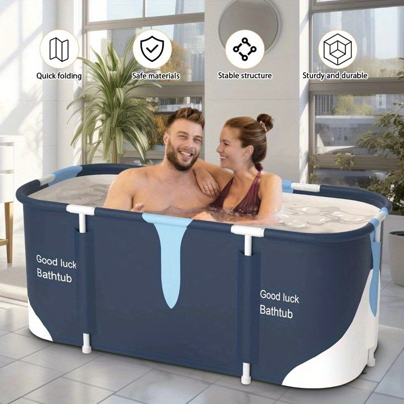 Foldable Bathtub for Adults Portable Inflatable Spa Tub with Massage Jets Indoor Outdoor Ice Bath Cold Plunge for Home or Sal