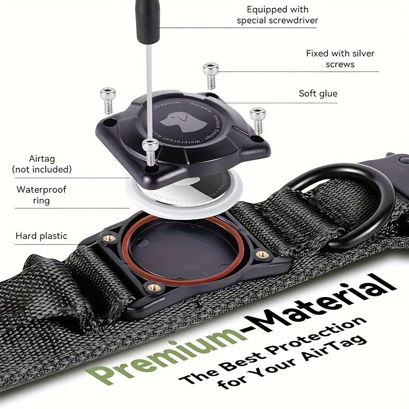 Tactical Dog Collar with Handle and Round Tracker Holder Case in Nine Colors and Sizes M to XL — image 13