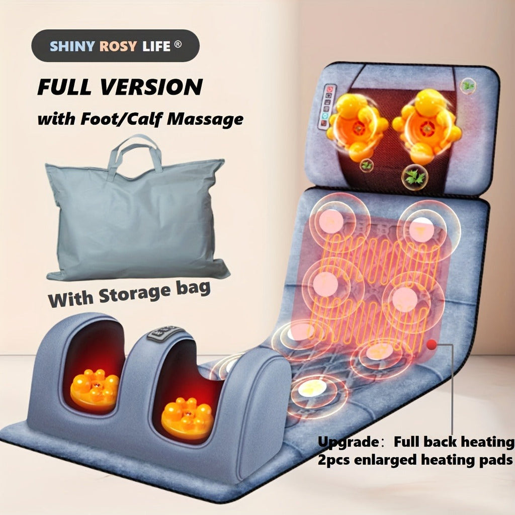 EMS Leg Massager Full Body Massage Pad 10-Zone Wave Vibration Kneading Pillow with Foot Calf Massager Hot Compress & Storage 