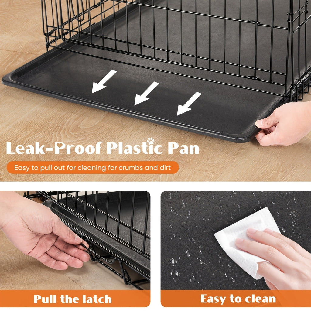 36-Inch Folding Wire Dog Crate with Two Door Accesses, Divider Panel, Removable Tray and Top Handle — image 7