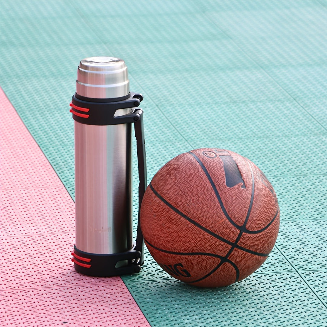 2000ml Stainless Steel Water Bottle Flask with Cup-Style Cap, Rigid Side Handle and Shoulder Strap — image 4