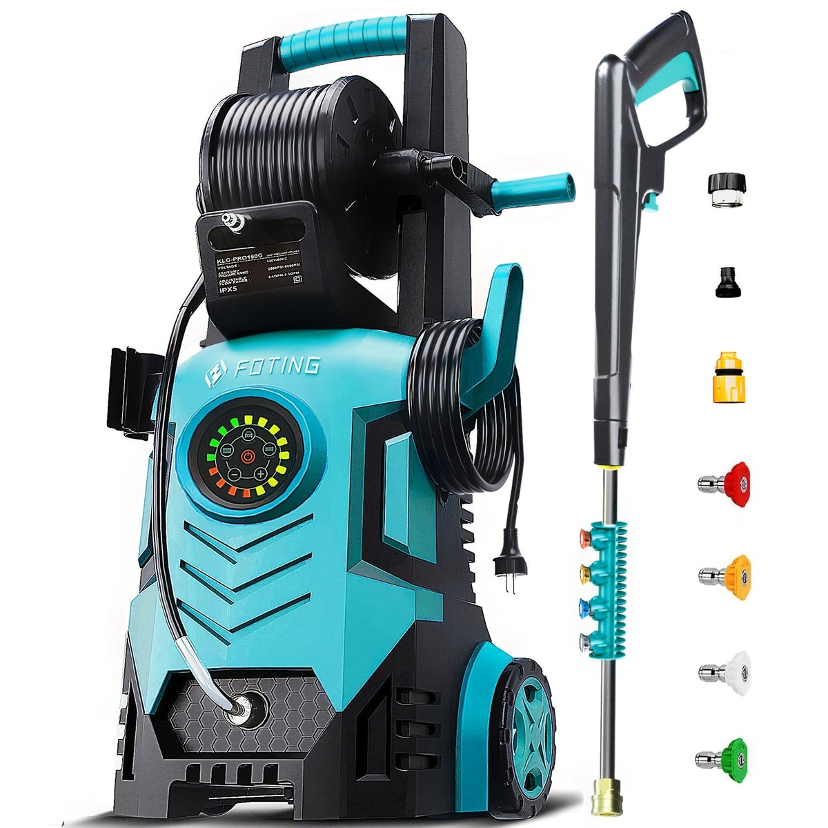Pressure Washer 5000PSI Electric Power Washer 2.4-3.6GPM Adjustable 8-Level Touch Screen 34" Tall for Garden, Patio and Yard 