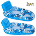 Two-Piece Inflatable Pool Lounge Float Set, 59.1 x 36.2 Inches Each with Backrests and Dual Cup Holders — image 1
