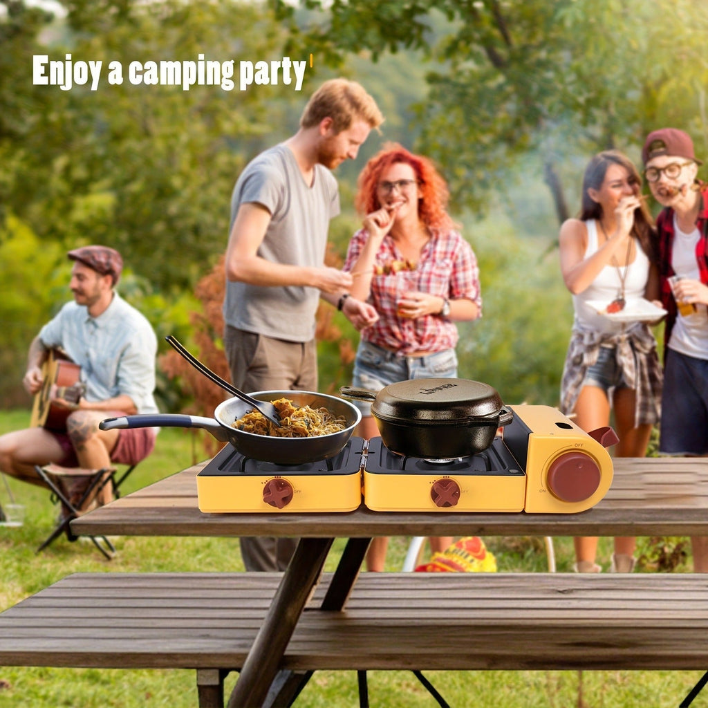 Portable Propane Stove 2-Burner 16000 BTU, Collapsible Camping Stove with Carrying Bag & Side Shelves — image 3