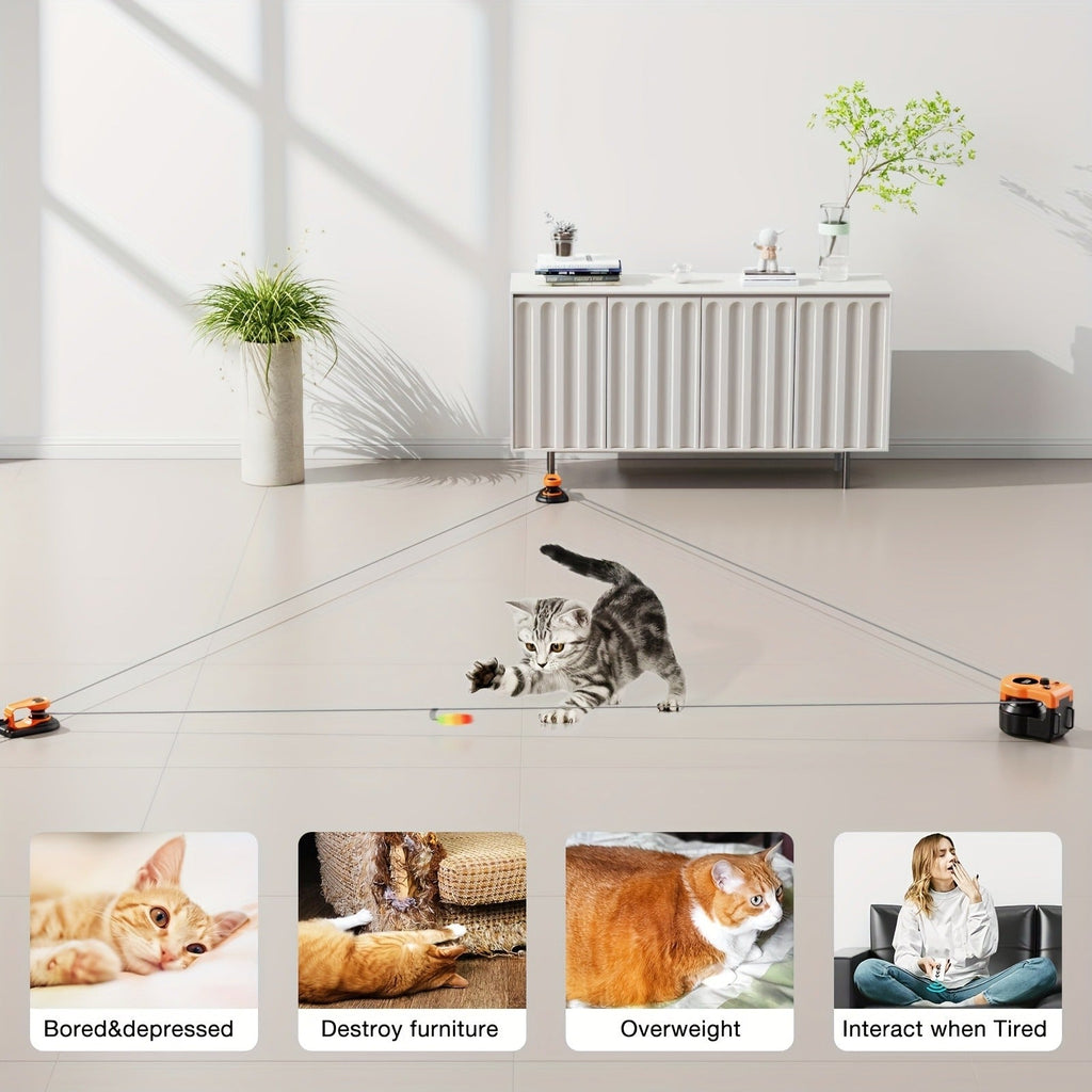 Cat Toy Remote-Control Lure Machine with Track Clips, Mouse Squeak, Feather Lures and Three Colors — image 15