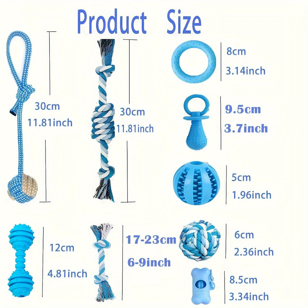 Dog Toy Assorted Puppy Bundle with Random Chew, Rope, Treat Ball and Squeaky Mix in 3 or 12 Pieces — image 2