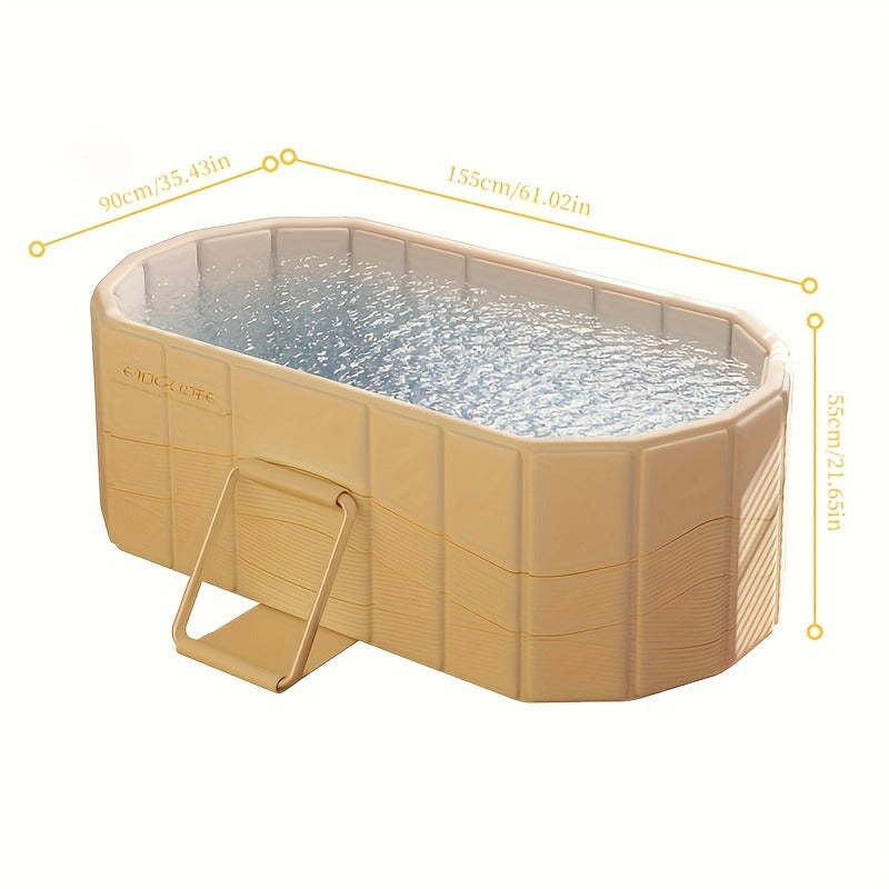 Foldable Portable Hot Tub & Ice Bath Soaking Tub, Large Freestanding Bathtub, Dual Drainage, Home & Outdoor Cold Plunge Tub —