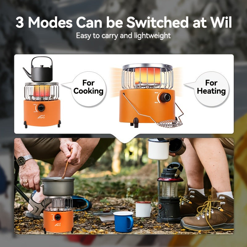Portable Propane Heater Stove 2-in-1 Camping Gas Stove & Heater 3680-9000 BTU with Ignition, Stainless Steel — image 4
