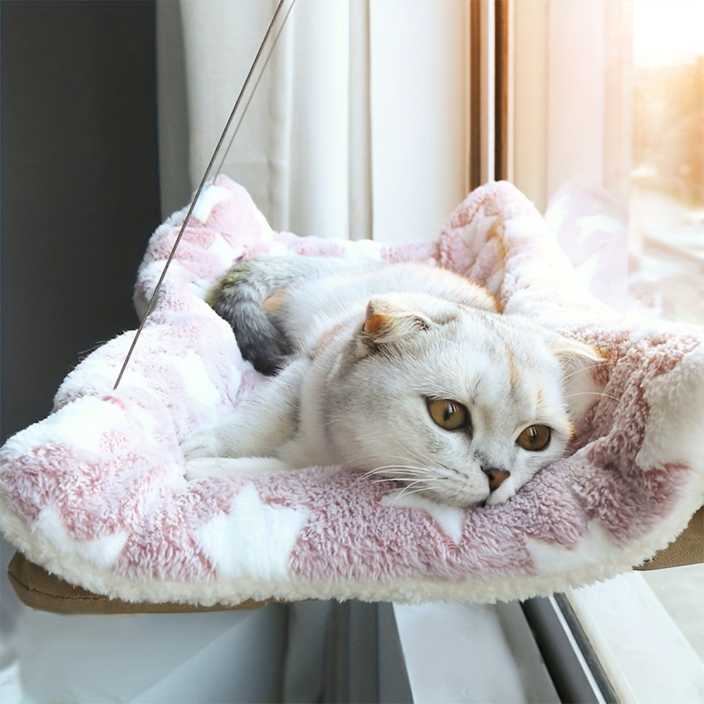 Khaki Cat Window Hammock with 55x40cm Fabric Platform, PVC Tube Frame, Cables and Suction Cups — image 7