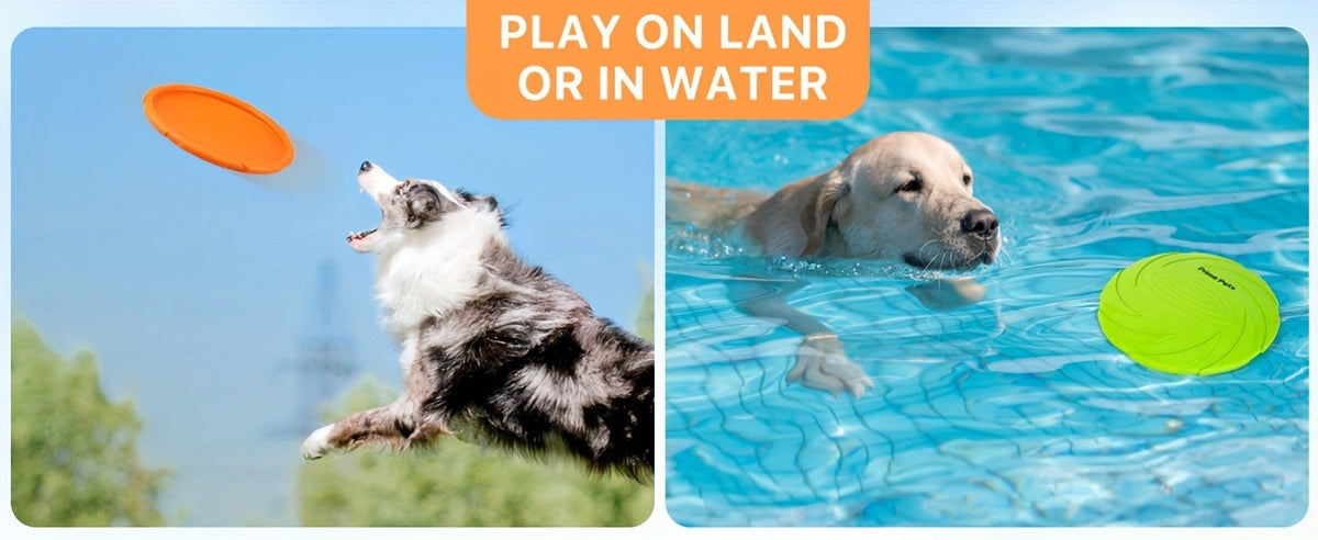 Dog Toys Two-Pack Floating Natural Rubber Flying Discs in Green and Orange for Fetch and Water Play — image 7