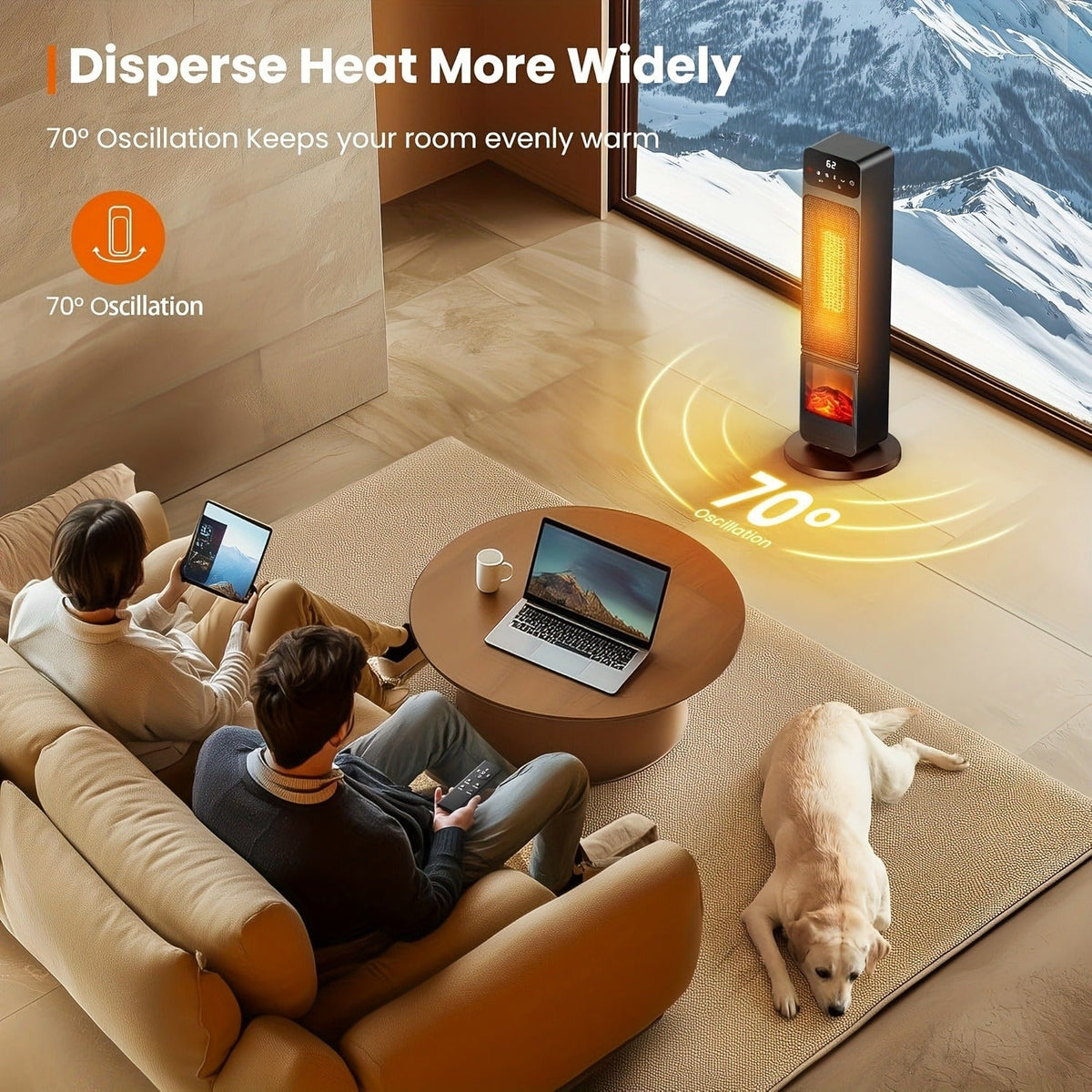 Electric Fireplace Space Heater 1500W, Portable Indoor Heater with 3D Flame Effect, 12H Timer, Heating & Fan Modes for Home &