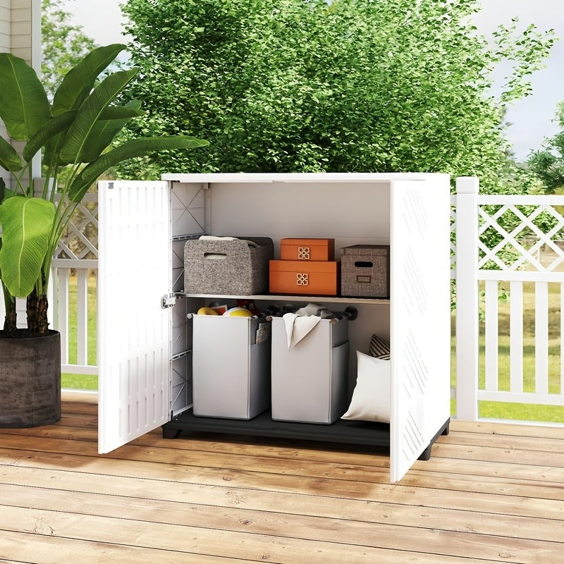 Outdoor Storage Cabinet with Doors & Metal Shelves, for Garden, Patio and Yard Use, with the Listed Configuration — image 4