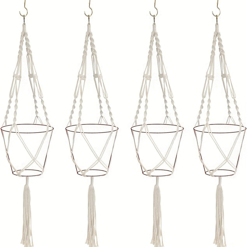 Macrame Hanging Planter Set of 4 Boho Rope Basket Plant Pot Holder for Indoor Outdoor – Decorative Hanging Organizer Net for 
