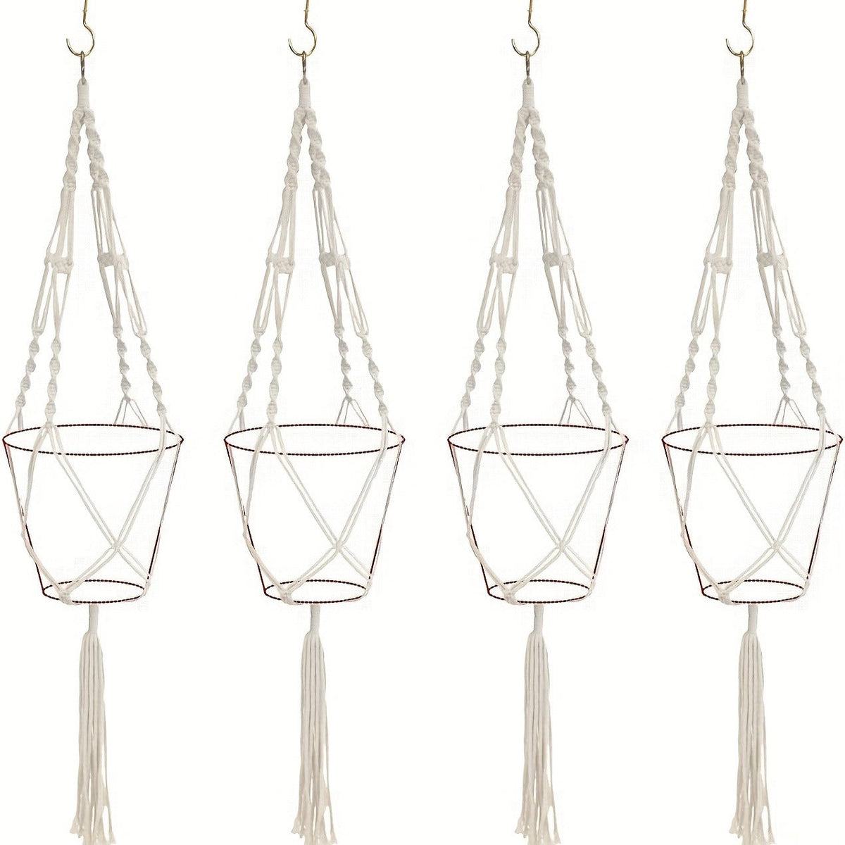 Macrame Hanging Planter Set of 4 Boho Rope Basket Plant Pot Holder for Indoor Outdoor – Decorative Hanging Organizer Net for 