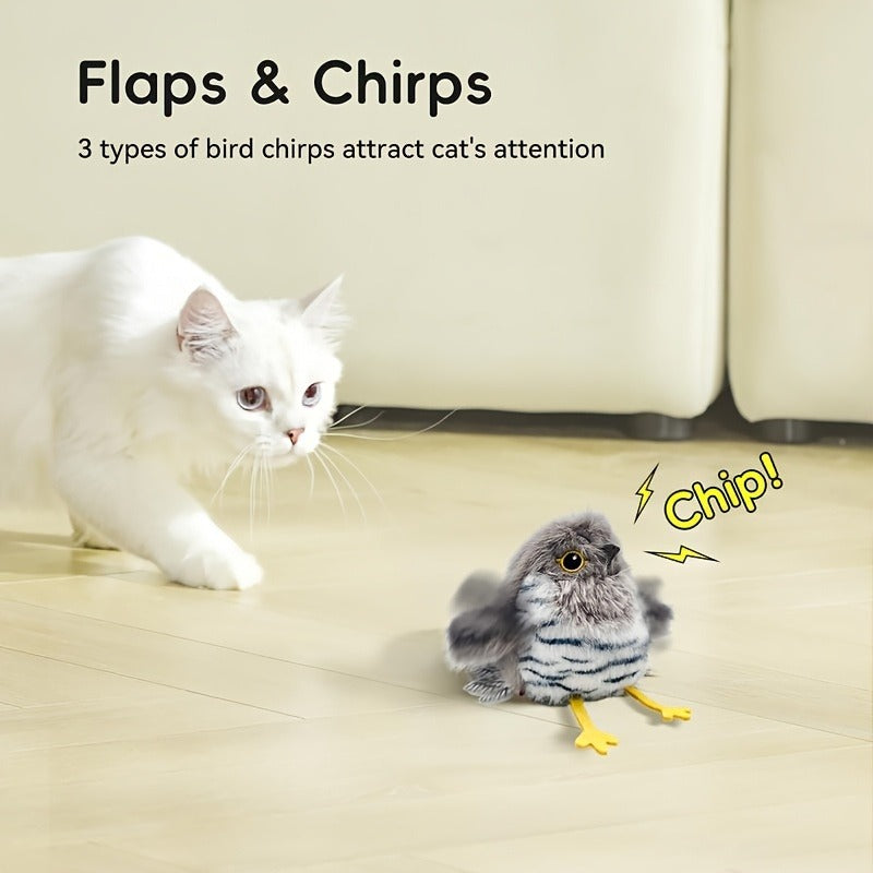 Cat Toy Flapping Bird with Chirping Sound, USB Rechargeable Motion and Three Plush Bird Styles — image 8