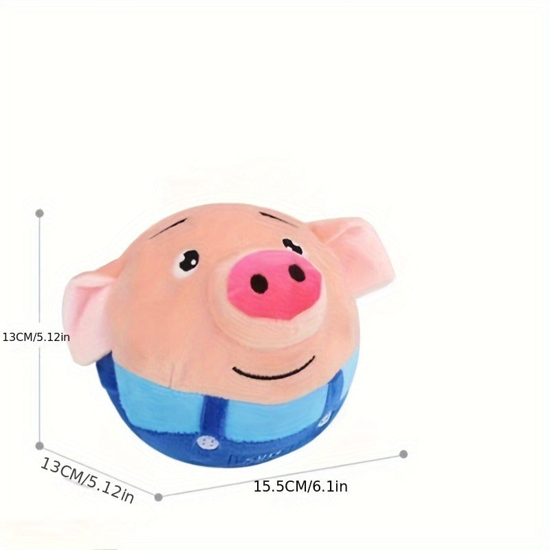 Dog Toy USB-Rechargeable Rolling Pig Plush Ball with Vibration, Swinging and Sound Effects in Two Colors — image 10