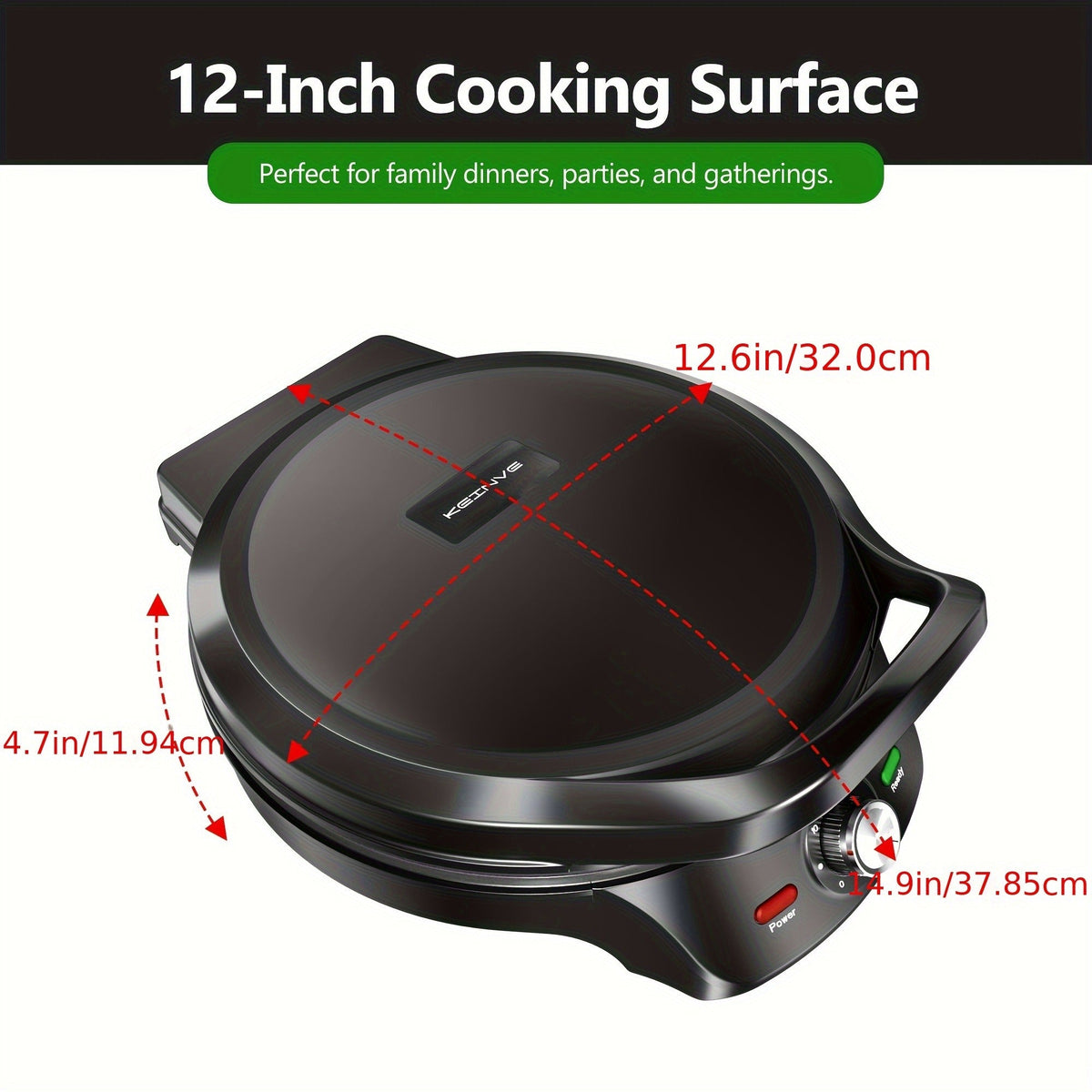 Electric Smokeless Indoor Grill 1500W, 2-in-1 Indoor Grill & Pizza Maker with 30-Min Timer, Auto Shut-Off — image 4