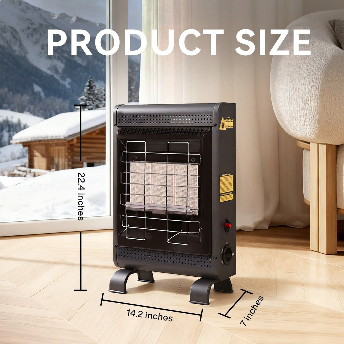 Black Cabinet Propane Heater with Three Heat Settings, Hose, Regulator and 24.4-Inch Pictured Height — image 3