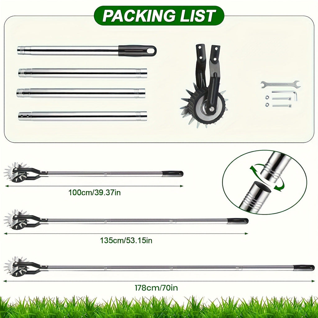Wheeled Lawn Edger Manual Rotary Trimmer with 3/4-Section Stainless Steel Handle – Walk-Behind Grass Edger for Sidewalk — ima