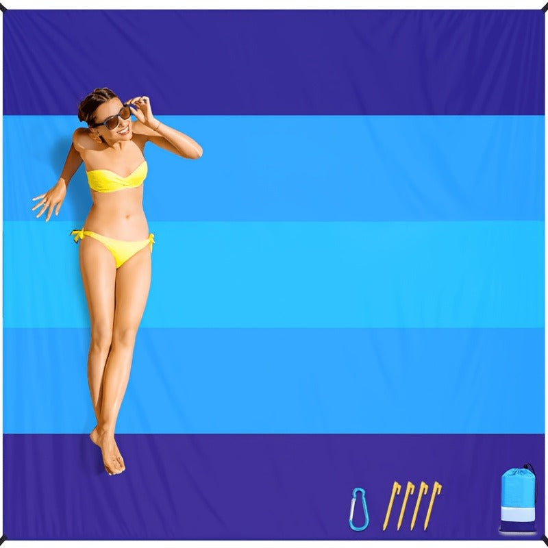 Gradient Beach Mat with Purple-to-Blue Design, Corner Loops, Drawstring Pouch, Stakes and 1- or 2-Piece Packs — image 4