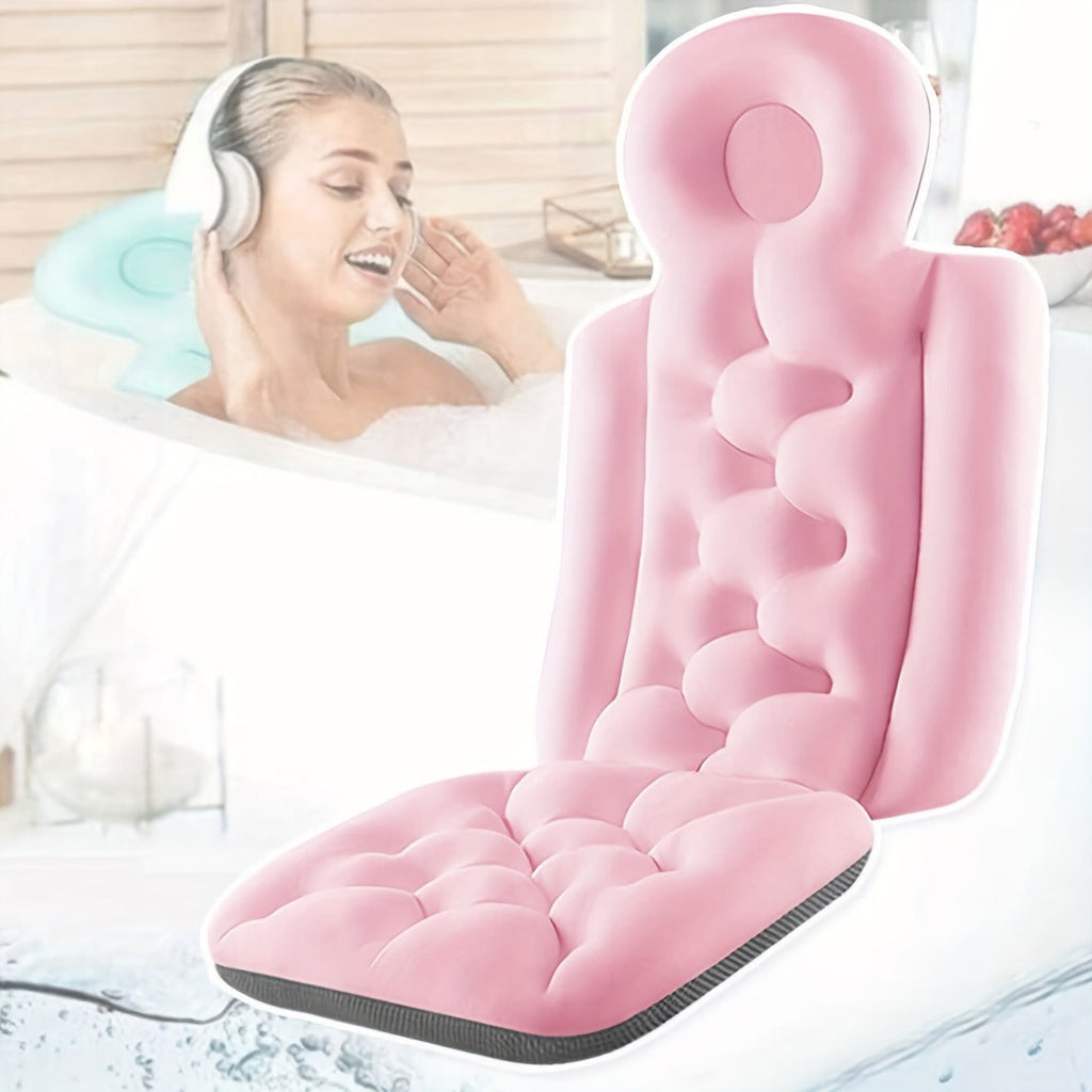 Pink Full-Body Bathtub Cushion in 93 × 40 cm Size with Contoured Headrest and Hanging Loop — image 2