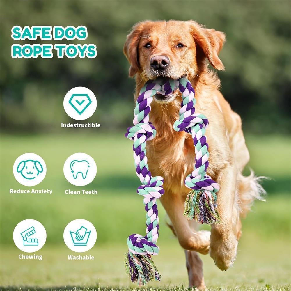 Dog Toy Six-Knot Twisted Rope Bone in Two Colorways for Tug, Fetch and Chew Play with Medium or Large Dogs — image 8