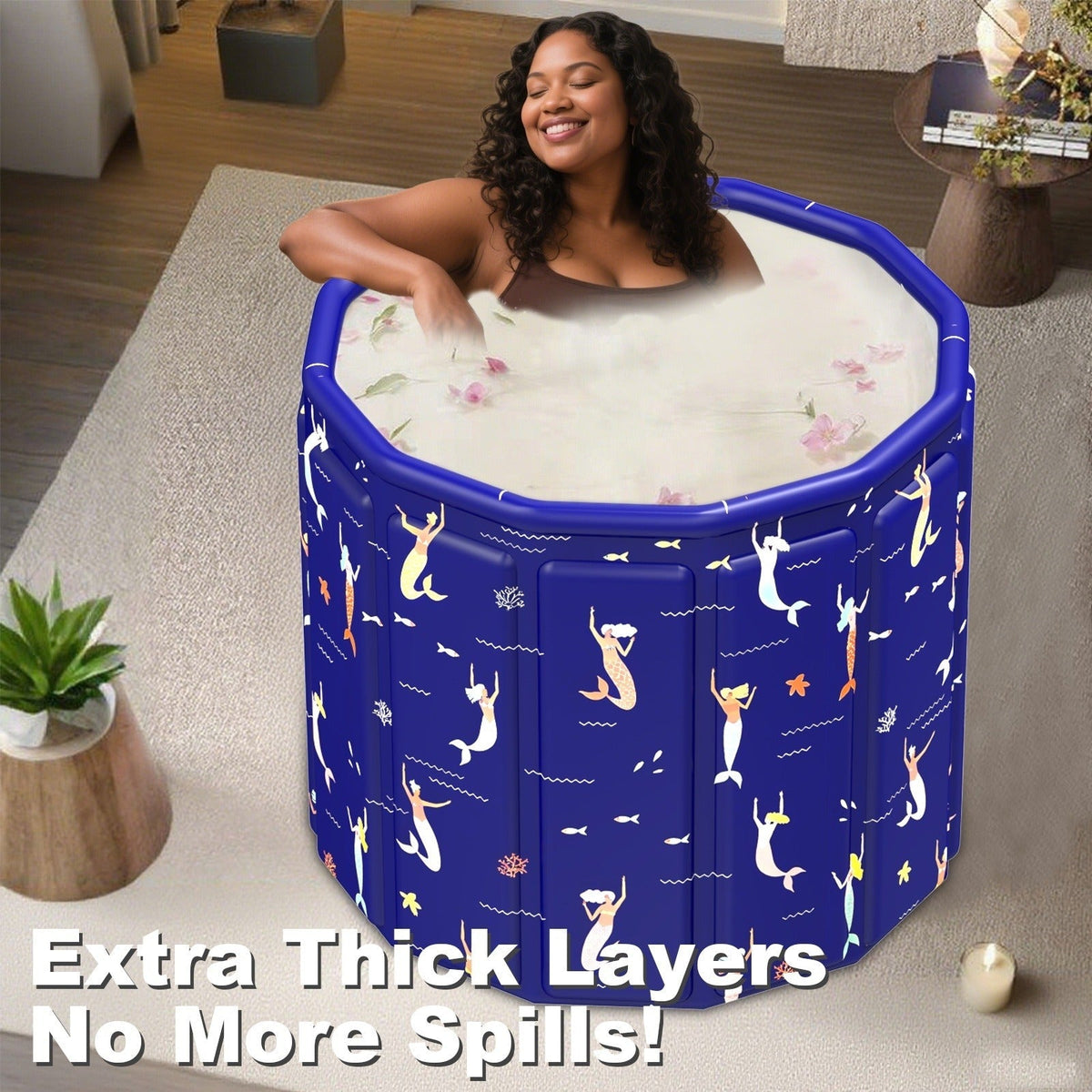 Foldable Bathtub 130 Gallon XL Deep Soak Tub for Adults, Ice Bath & Hot Spa, Indoor Outdoor, One-Piece Fold-Flat Design 31.5"
