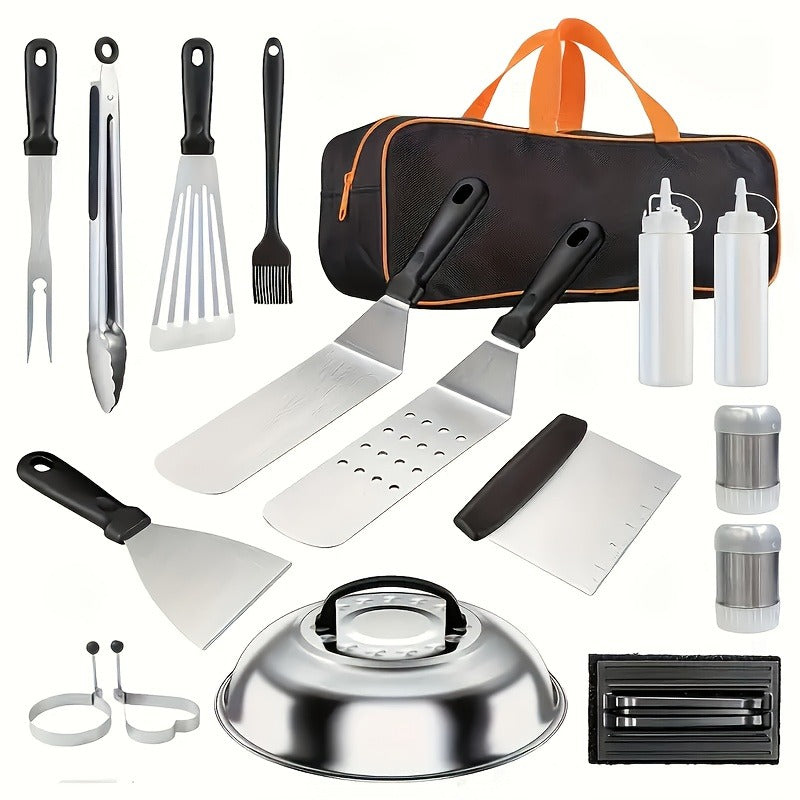 17-, 34- or 41-Piece Teppanyaki BBQ Tool Set with Griddle Spatulas, Press Domes and Carry Bag — image 5