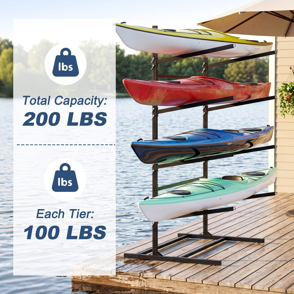 Kayak Storage Rack, Adjustable Stand for SUP, Canoe & Paddle Board, Wall, Dock & Freestanding, 400 lbs Capacity — image 4