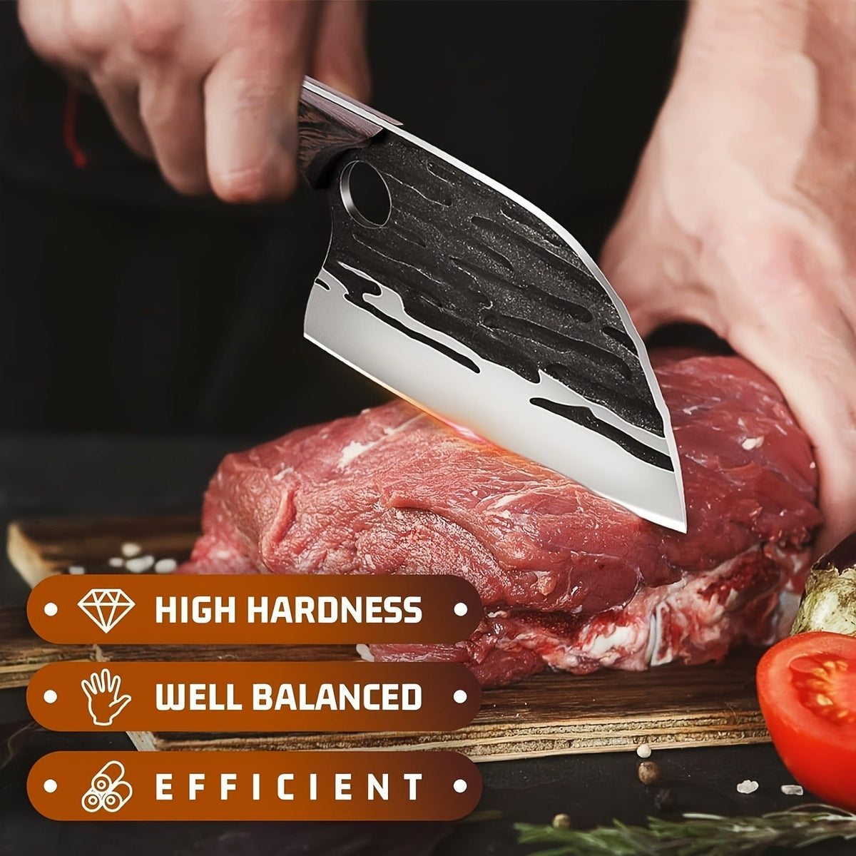 Meat Cleaver Hand Forged Serbian Chef Knife – High Carbon Steel Butcher Knife Full Tang with Leather Sheath | Razor Sharp Cho