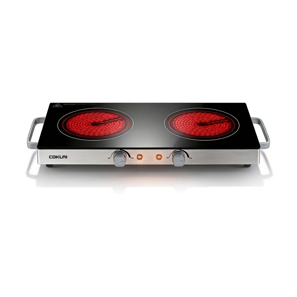 Portable Electric Stove Stainless Steel Single Burner Hot Plate with Temperature Control for Home Cooking, Dining and Outdoor