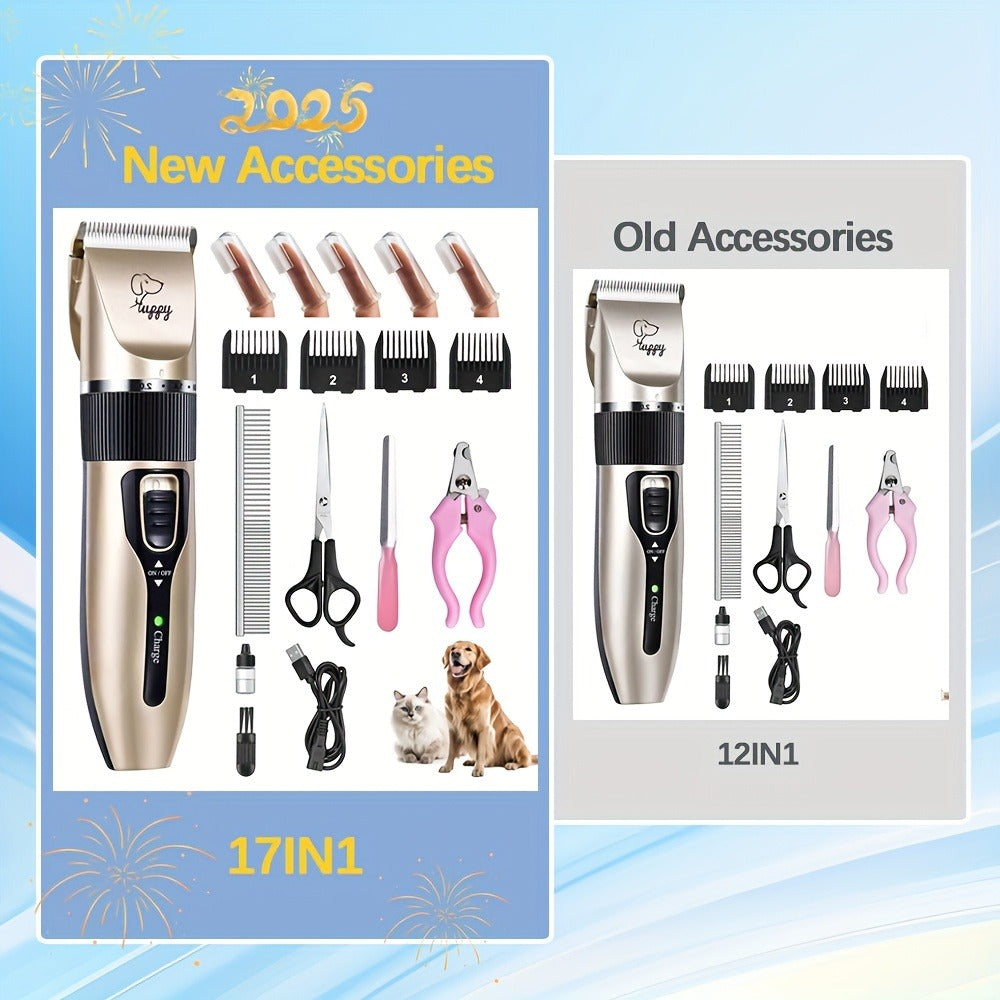 Pet Hair Clipper Kit with Five Guide Combs and Adjustable Blade — image 9