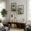 Metal Wall Frame Set with Shelf, Window-Style Holder for Small Pots & Home Decor