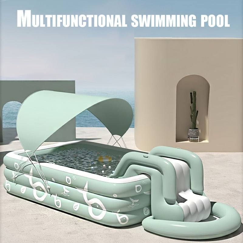 Inflatable Swimming Pool Set with Sunshade, Slide & Canopy, Family Backyard Pool, Multiple Sizes — image 6