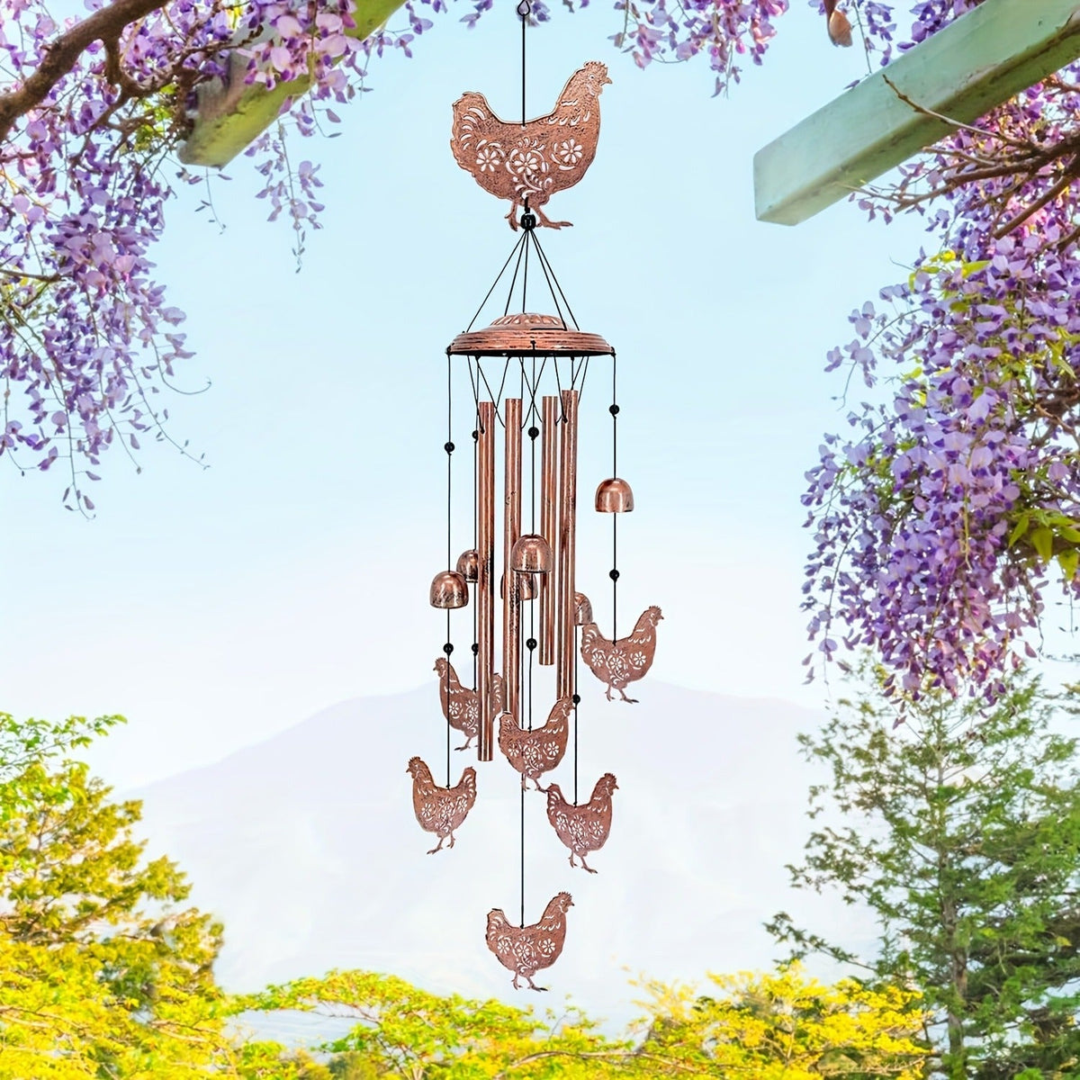 Wind Chime Outdoor Chicken Farmhouse Decor – Aluminum Tube Soothing Sound Garden Porch Patio Hanging Ornament — image 3