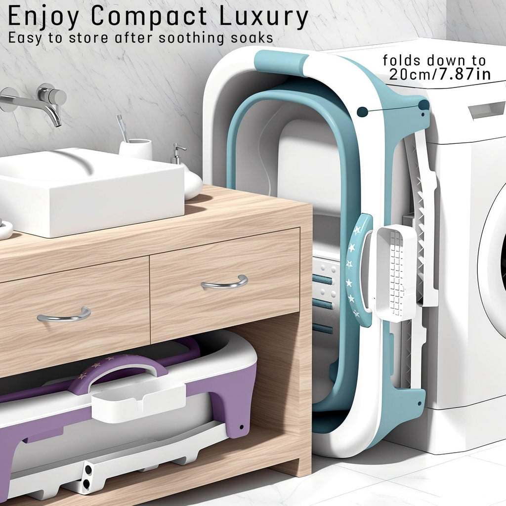 Portable Bathtub for Adults with Insulation Cover & Drainage Pipe, Foldable Hot Tub for Indoor Outdoor Sauna — image 4