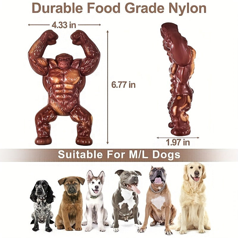 Textured Flexing Figure Dog Chew Toy in Brown, Approx. 6.77 Inches Tall for Medium or Large Dogs — image 1