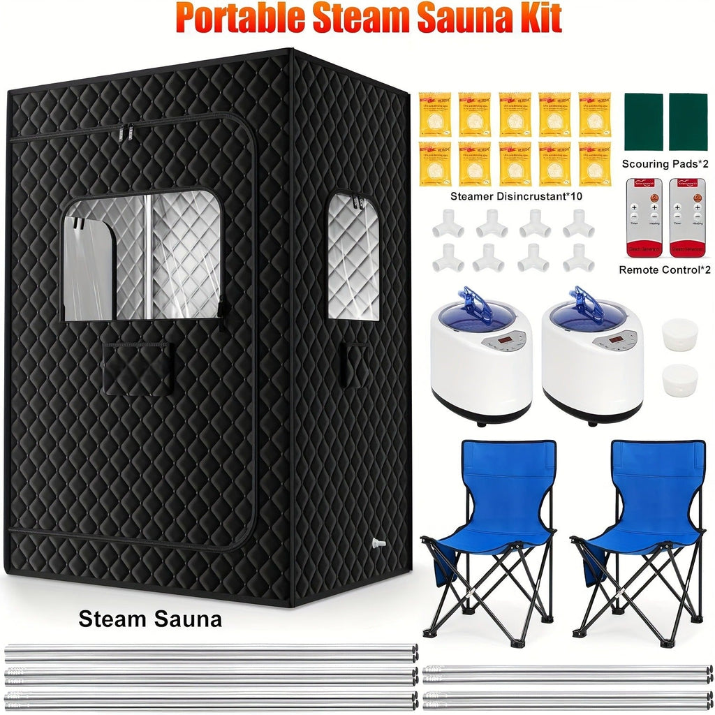 Double Person Sauna Tent 71x49x36in Extra Large 2-Person Steam Sauna Box for Home with 2 Steamers — image 4